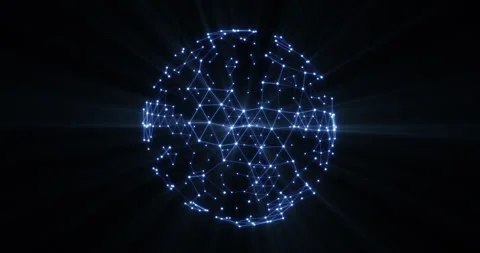 A rotating glowing sphere of intertwined dots and lines Stock Footage 273776265