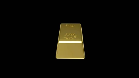 Rotating gold bar on black in 3D rendering. Stock Footage 337878204