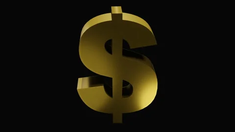 Rotating gold dollar icon on a black background. Business success concept Stock Footage 253781770