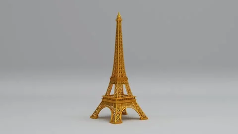 Rotating gold eiffel tower animated background, Paris travel landmark Stock Footage 141768753