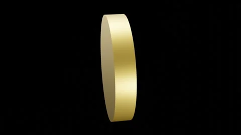 Rotating gold or yellow coin on a black background.3d render Stock Footage 253667534
