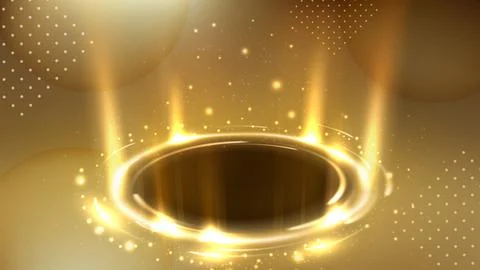 Rotating Gold Rays with Sparks Background. Suitable For Product Advertising.. Stock Illustration