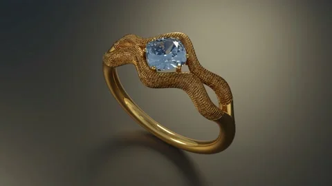 Rotating gold ring with a diamond Stock Footage 181885849