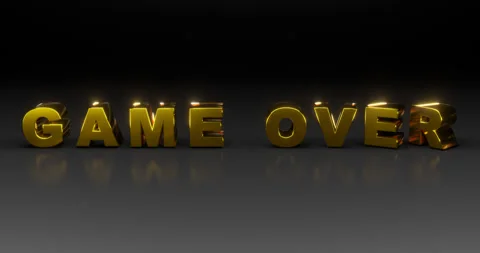 Rotating gold text "GAME OVER" on a dark background. Stock Footage 253215806
