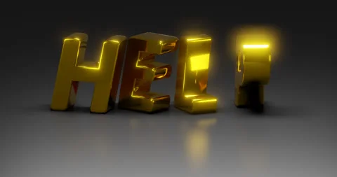 Rotating gold text "HELP" on a dark background. Stock Footage 252042135