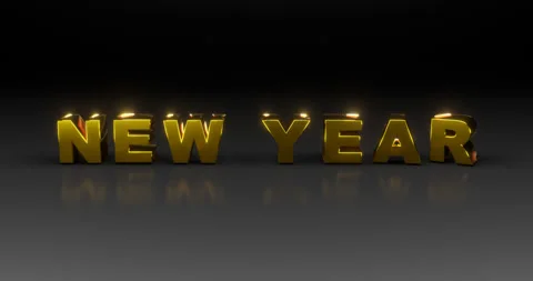 Rotating gold text "NEW YEAR" on a dark background. Stock Footage 253896185