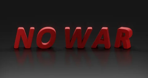 Rotating gold text "NO WAR" on a dark background. Stock Footage 252932803