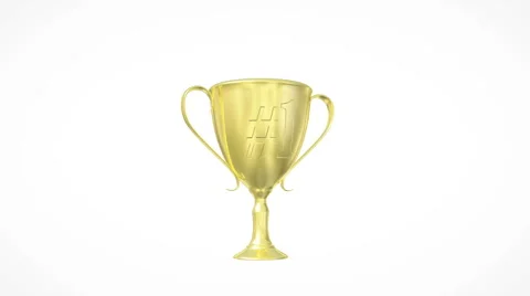 A rotating gold trophy engraved with #1. Stock Footage 53274230