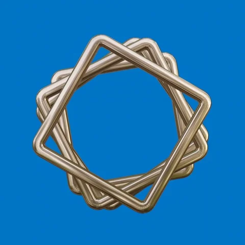 Rotating Golden 3D Square Frames on Blue Background Stock Footage 305970664