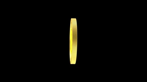 Rotating golden bitcoin on black background, 3D animation. Видео 333606770
