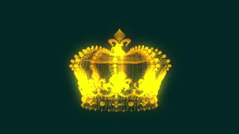 Rotating golden crown model with plexus effect, geometrical lines with dots Stock Footage 236584536