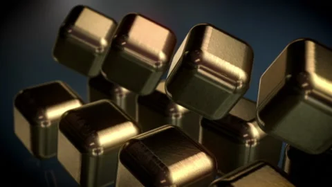 Rotating Golden Cubes Stock Footage 183384340