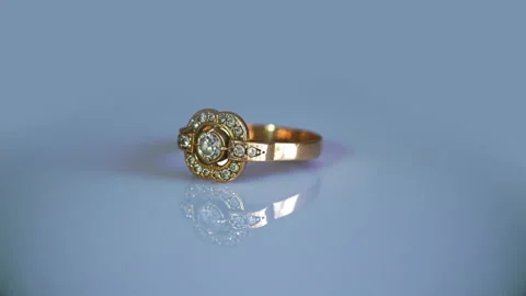 Rotating Golden Ring With Stones. Stock Footage 86477286
