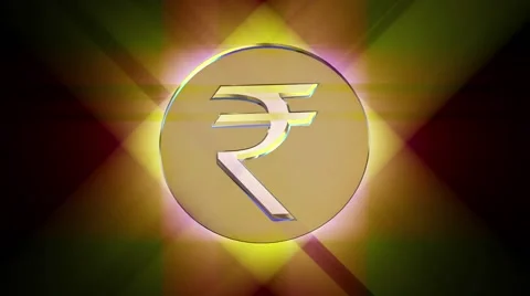 Rotating golden symbol of the Indian rupee Stock Footage 48672453