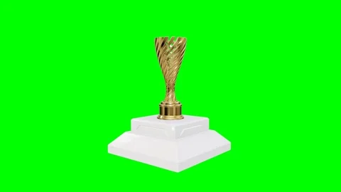 Rotating golden trophy cup on white pedestal green screen 4K Vídeo Stock 336957361