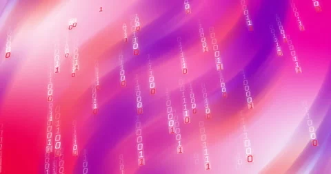 Rotating gradient swirling center starting binary digits emerging and cascading Stock Footage 312500199