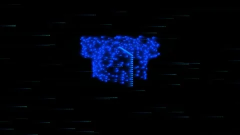 Rotating graduation cap made of digital particles flying through futuristic.. Stock-Footage 345127662