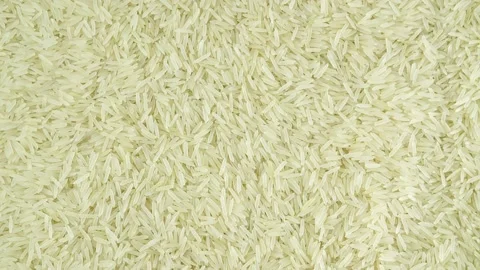 Rotating Grains of Raw Rice Close-up. Video stock 164895994