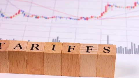 Rotating graph and the word "TARIFFS" Stock Footage 313815563