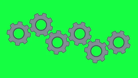 Rotating gray gears on a green screen. A seamless loop animation for techno.. Stock Footage 318866716