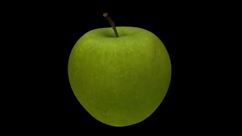 Rotating Green Apple on Black Background (Looping) Video stock 98400997