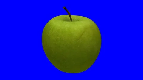 Rotating Green Apple on Blue Background (Looping) Stock Footage 98401827