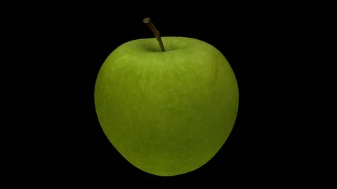 Rotating Green Apple on Transparent Background (Looping with Alpha Channel) Stockbeeldmateriaal 98400953