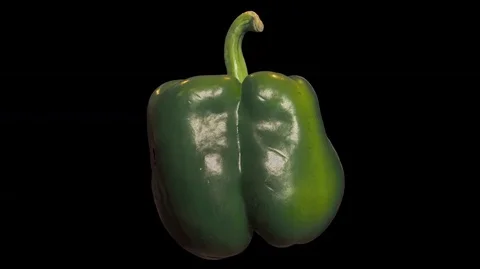 Rotating Green Bell Pepper Loop ALPHA Stock-Footage 76935920