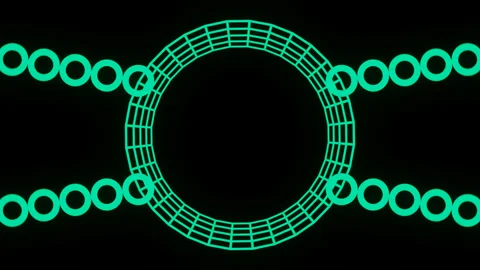 Rotating green chains on circle cylinder background vj loop Stock Footage 232481722
