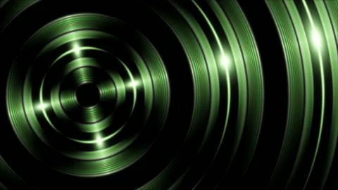 Rotating green circles and light on black background, loop Vidéo 156764986