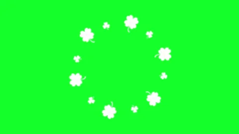 Rotating green clover leaves frame animation on chroma key green screen bac.. Stock Footage 336413435