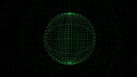 Rotating Green Digital Globe Sphere Made of Glowing Dots on Black Background Stock Footage 339318741