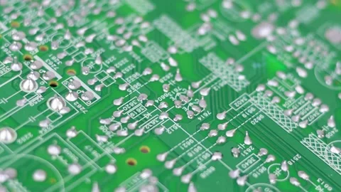 Rotating green electronic computer microcircuit Stock Footage 219209842