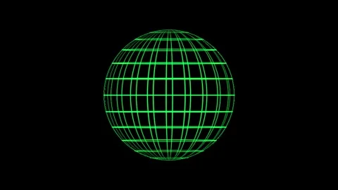 Rotating green HUD wireframe digital globe loop on black background. Futuri.. Video stock 340919467