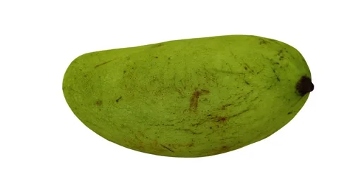 Rotating Green Ivory Mango on White Background (Looping) Stock Footage 149345101