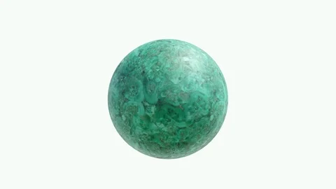 Rotating green marble and granite ball isolated on white background. Stock Footage 260799103