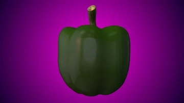 Rotating green pepper - violet background Stock Footage 85586015