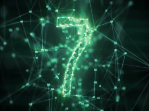 Rotating Green Retro Random Digits Plexus Countdown - Abstract Motion 4k Stock Footage 82708959