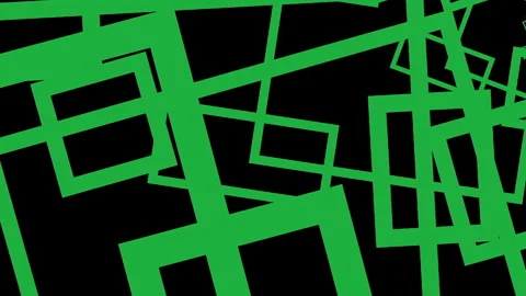 Rotating Green Square Frames on Black Background Abstract Animation Seamles.. Stock Footage 309842697