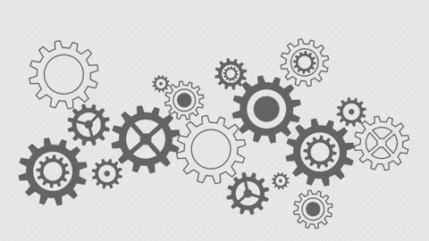 Rotating grey mechanical gears and cogs animation on black background repre.. Stock Footage 324070055