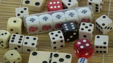 Rotating  group various colorful game dice background Stock Footage 80793199