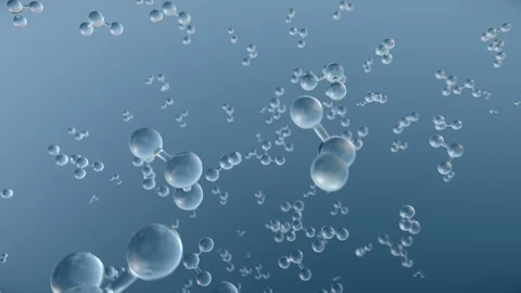 Rotating h2o water particles blue background Видео 103283374