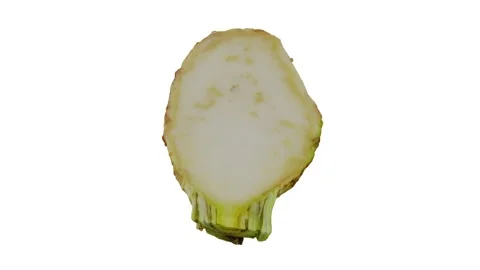 Rotating Half Celery Root on White Background (Looping) Video stock 139744853