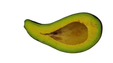 Rotating Half Long Neck Avocado on White Background (Looping) Stock Footage 149277992
