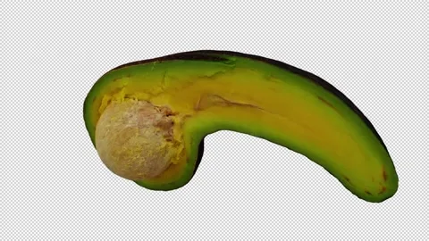 Rotating Half Long Neck Avocado on Transparent Background (Looping) Stock Footage 149279349