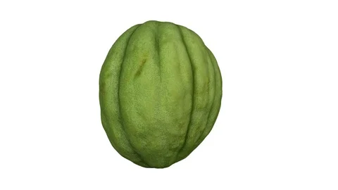 Rotating Half Unripe Melon on White Background (Looping) Stock Footage 98490351