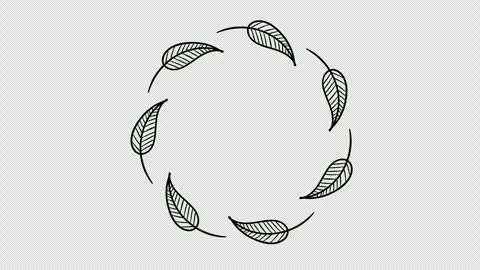 Rotating Hand Drawn Leaf Wreath Animation on Green Screen Chroma Key Stock Footage 324071017