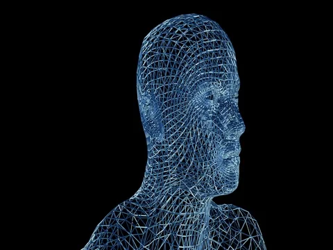 Rotating head made of lattice structures, wires Stock-Footage 80687239