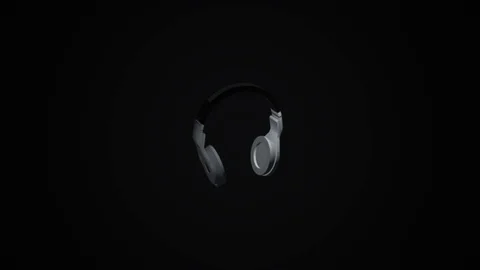 Rotating headphones. 3D animation. Objects spinning. Stock Footage 109052006