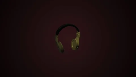 Rotating headphones. 3D animation. Objects spinning. Stock Footage 109052473